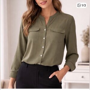 Chicos v neck button down blouse size 2